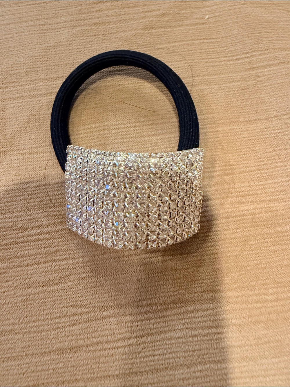 Rhinestone Crystal Hair Tie with Gold Accent